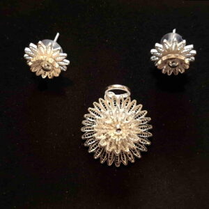 Bakul - Silver Filigree Earring Pendant set