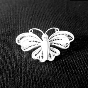 Butterfly shaped Silver Filigree Brooch