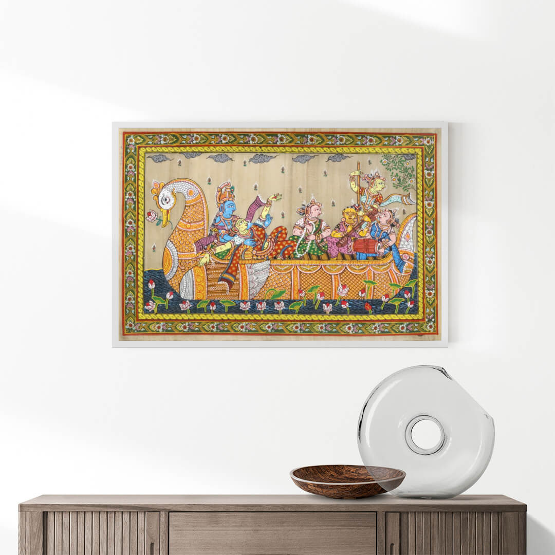 Lord_Krishna_with_Gopi_NabaKeli_Patta_Tussar_Painting - Image 2