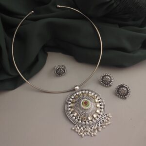 MISHKA-Oxidised-Hasli-Necklace-Earrings-Set