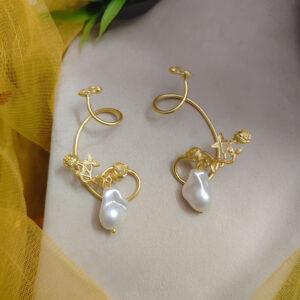 MOHINI Matte Polish Pearl Earcuff Earrings