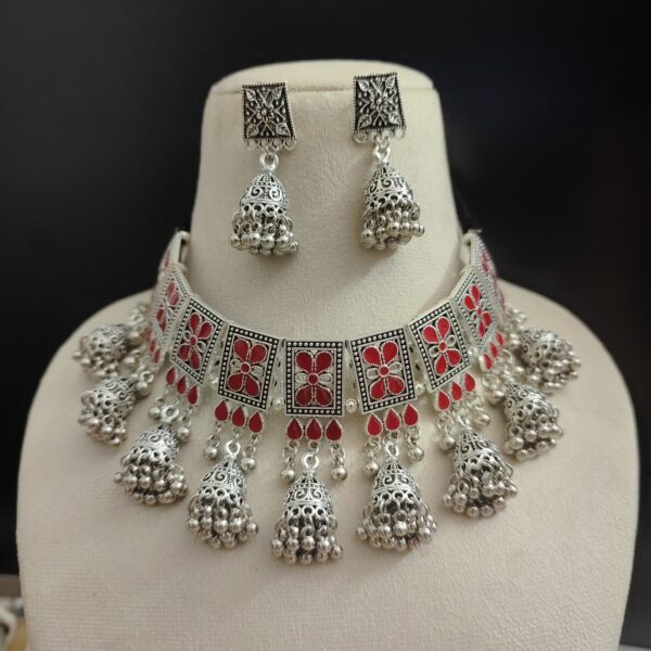 NIHARIKA-Meenakari-Jhumki-Choker-Jewellery-Set - Image 4