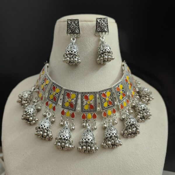 NIHARIKA-Meenakari-Jhumki-Choker-Jewellery-Set - Image 5