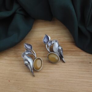 NYRA Parrot Silver Replica Stud Earring