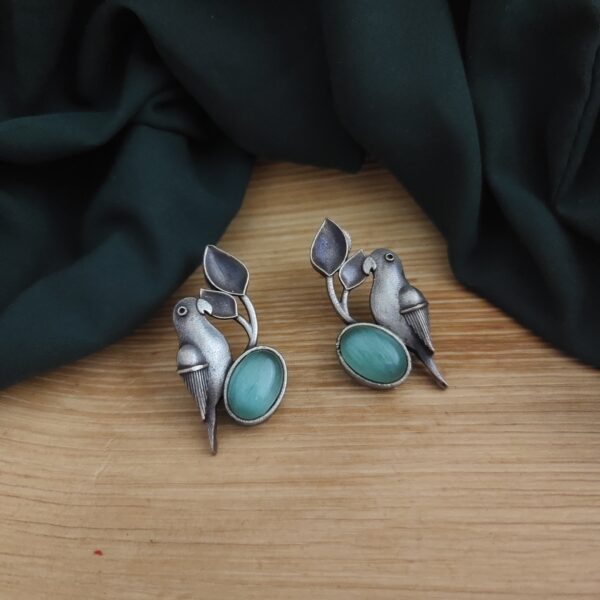 NYRA Parrot Silver Replica Stud Earring - Image 3