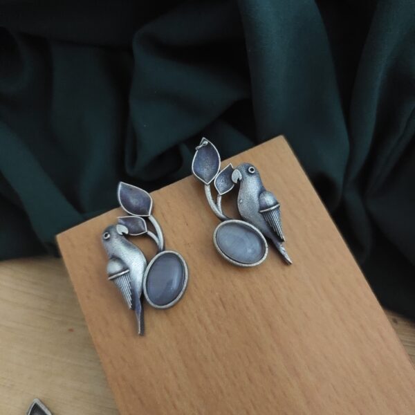 NYRA Parrot Silver Replica Stud Earring - Image 4