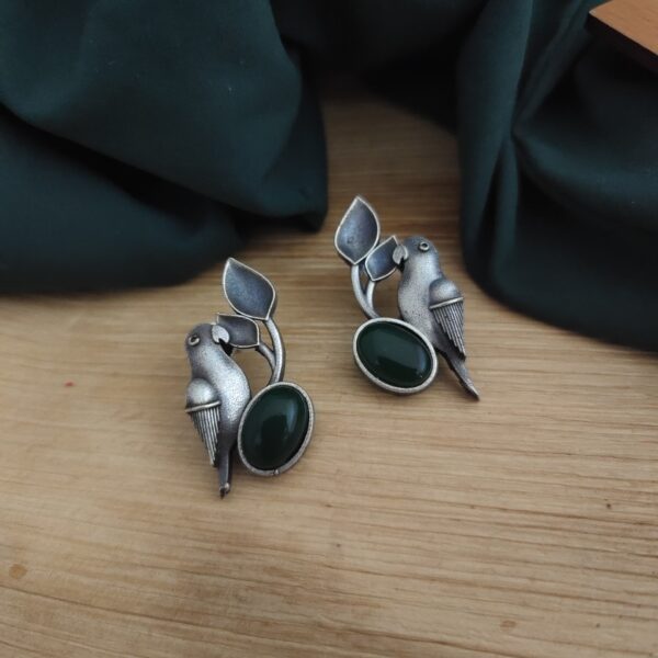 NYRA Parrot Silver Replica Stud Earring - Image 5