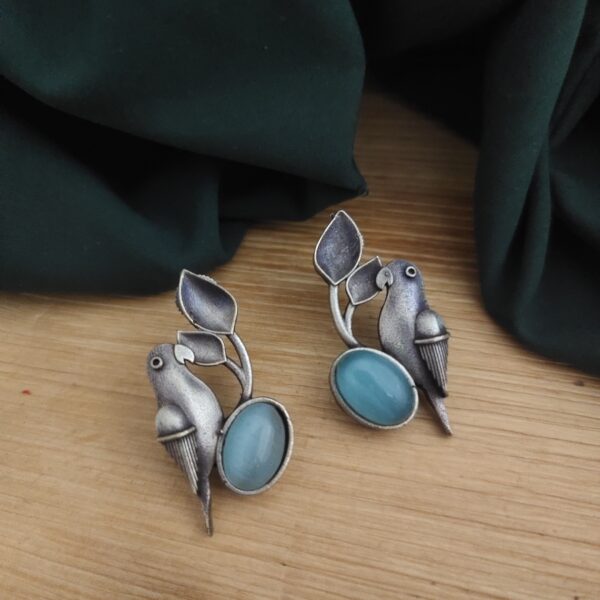 NYRA Parrot Silver Replica Stud Earring - Image 6