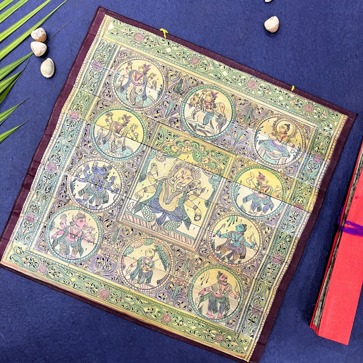 Palm_Leaf_Engraving_of_Krishna_Rasleela_and_Vishnu_Dashavatara - Image 2