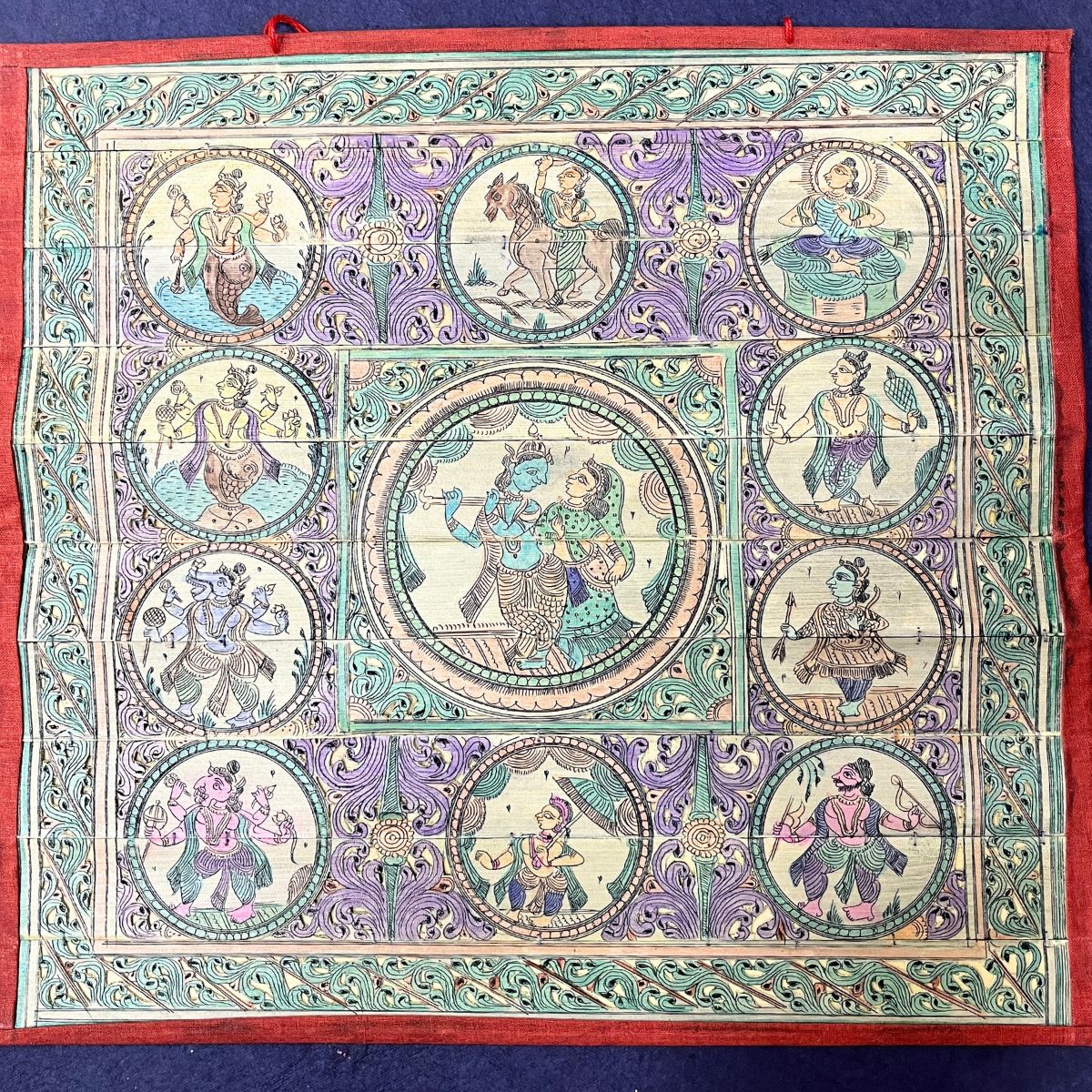 Palm_Leaf_Engraving_of_Radha_Krishna_and_Vishnu_Dashavatara