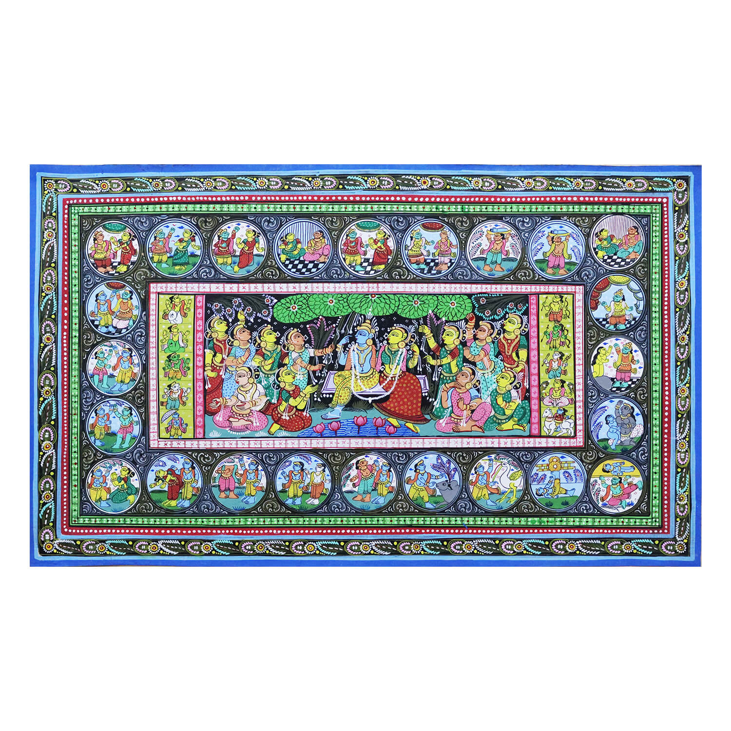 Patta_Painting_of_Krishna_Leela_along_with_Vishnu_Dasavatara-1