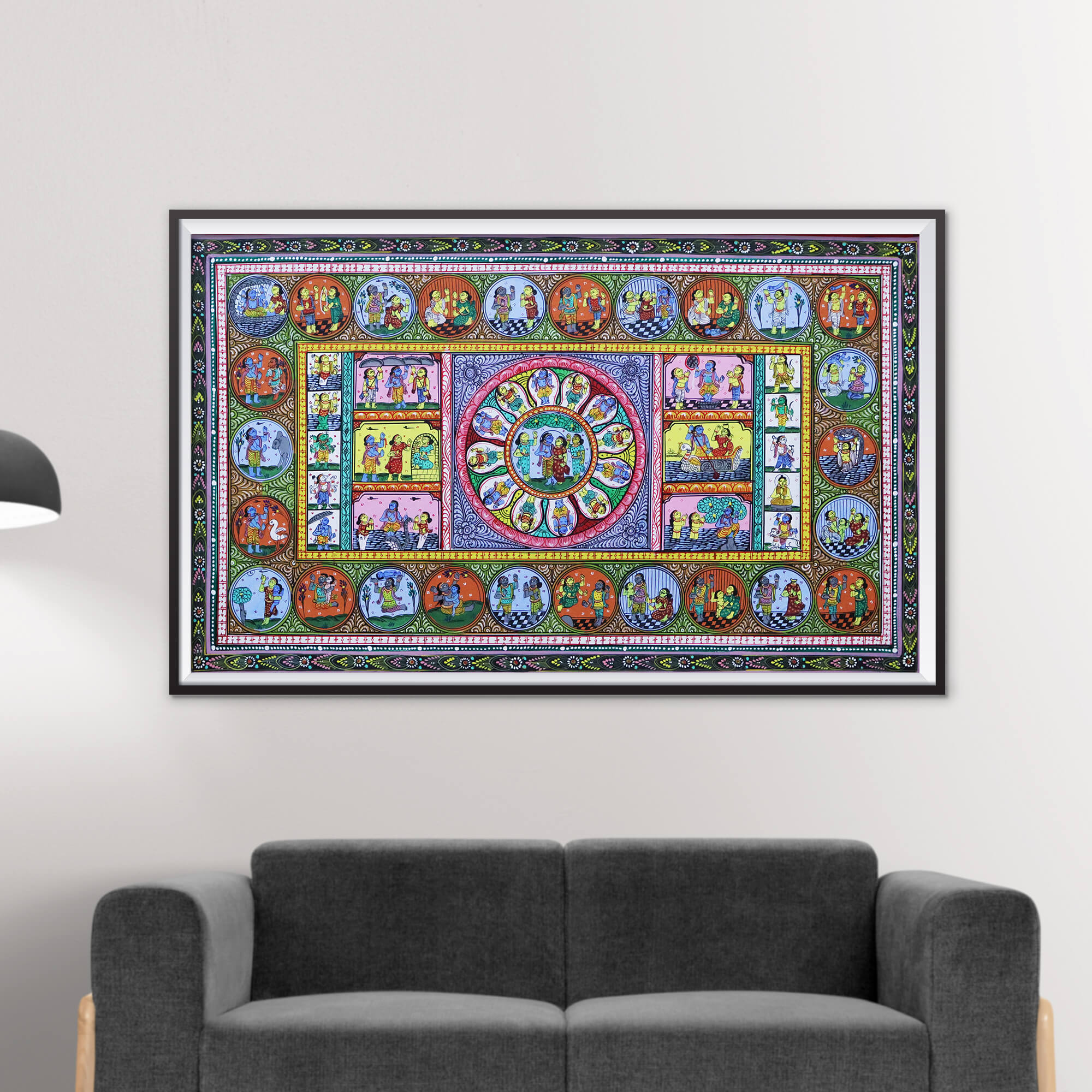 Patta_Painting_of_Krishna_Leela_along_with_Vishnu_Dasavatara-2 - Image 2