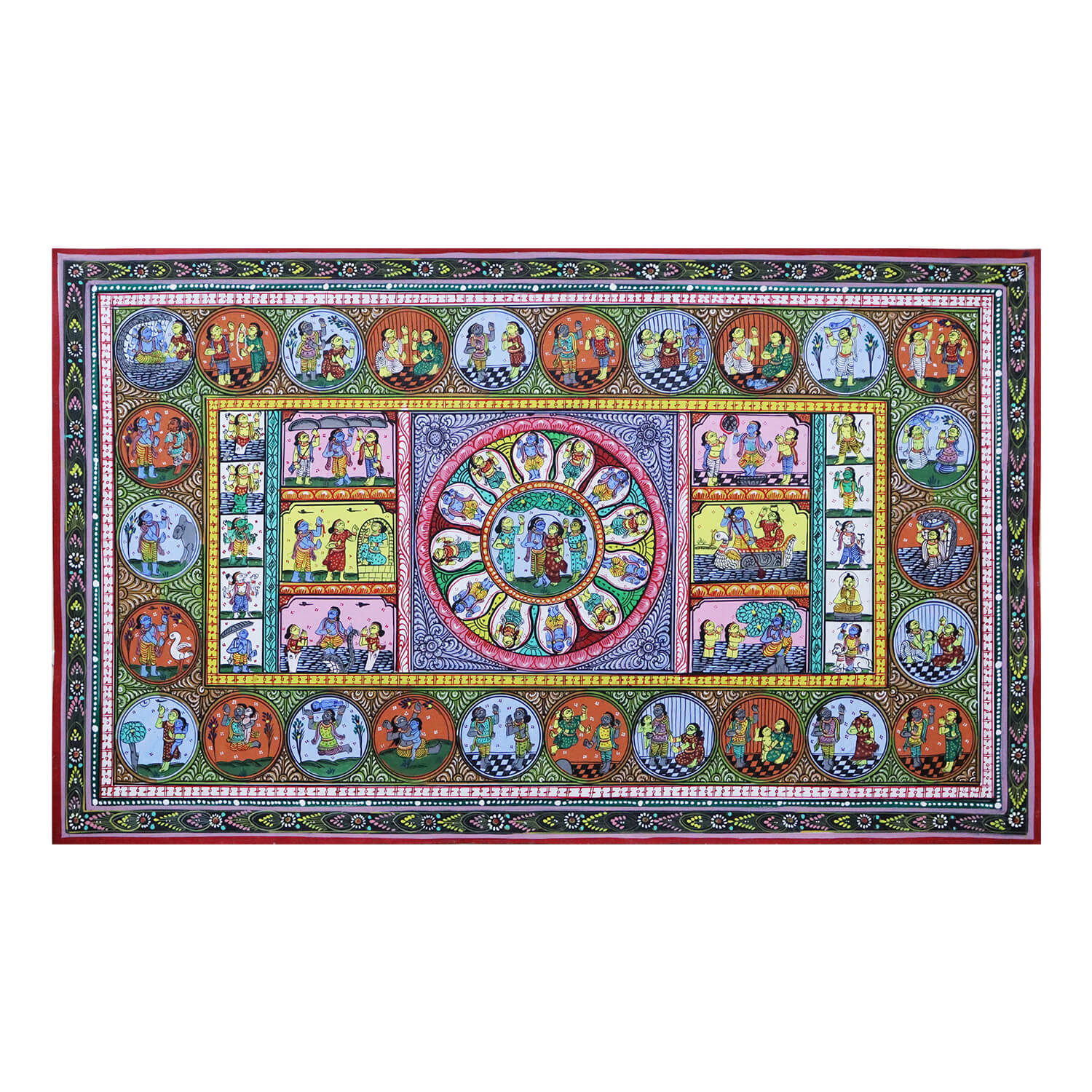 Patta_Painting_of_Krishna_Leela_along_with_Vishnu_Dasavatara-2
