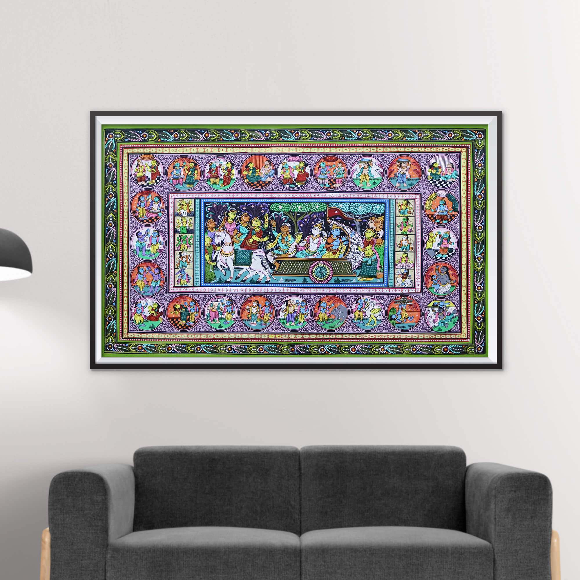 Patta_Painting_of_Krishna_Leela_along_with_Vishnu_Dasavatara-3 - Image 2