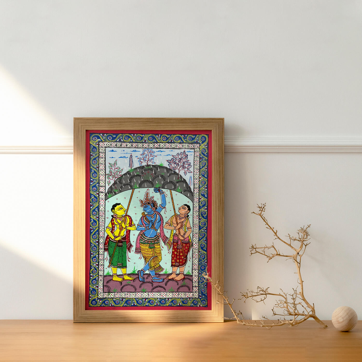 Patta_Painting_of_Lord_Krishna_Lifting_Up_The_Govardhan_Hill-1 - Image 2