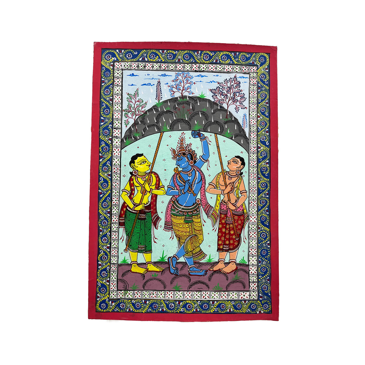 Patta_Painting_of_Lord_Krishna_Lifting_Up_The_Govardhan_Hill-1