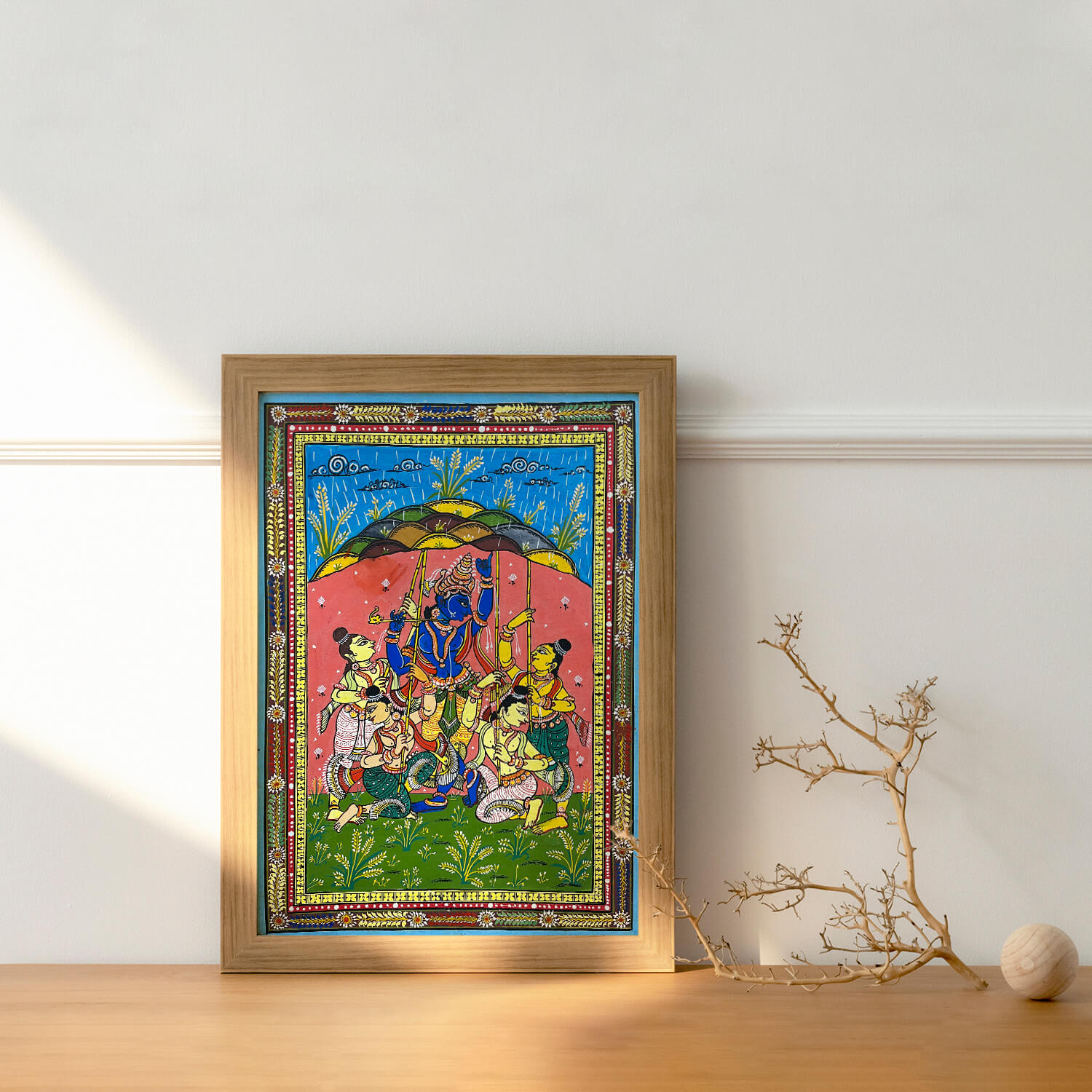 Patta_Painting_of_Lord_Krishna_Lifting_Up_The_Govardhan_Hill-2 - Image 2