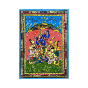 Patta_Painting_of_Lord_Krishna_Lifting_Up_The_Govardhan_Hill-2
