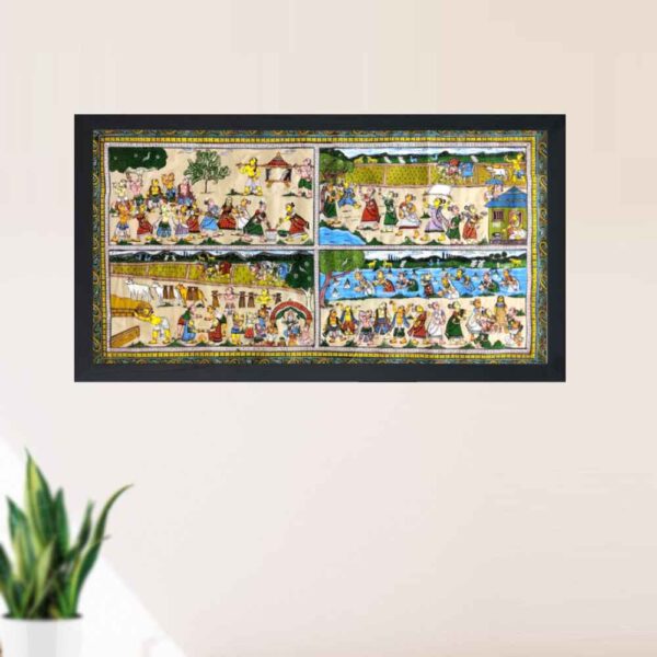 Village_Life_Patta_Tussar_Painting-2 - Image 2