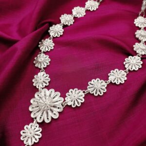 PUSHP-UPAHARINTRICATE SILVER FILIGREE NECKLACE