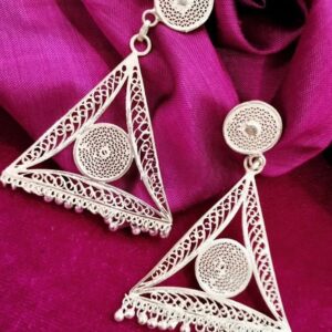 MODERN LONG SILVER FILIGREE DANGLERS