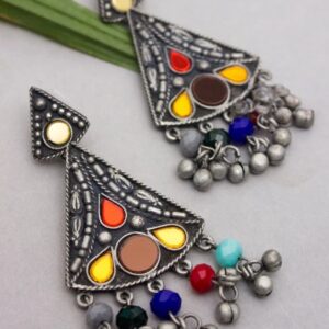 Multicolor Triangle Stone Earring