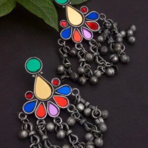 Yellow drop stone oxidised earring