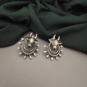 AMARA Cow Silver Replica Stud Earrings