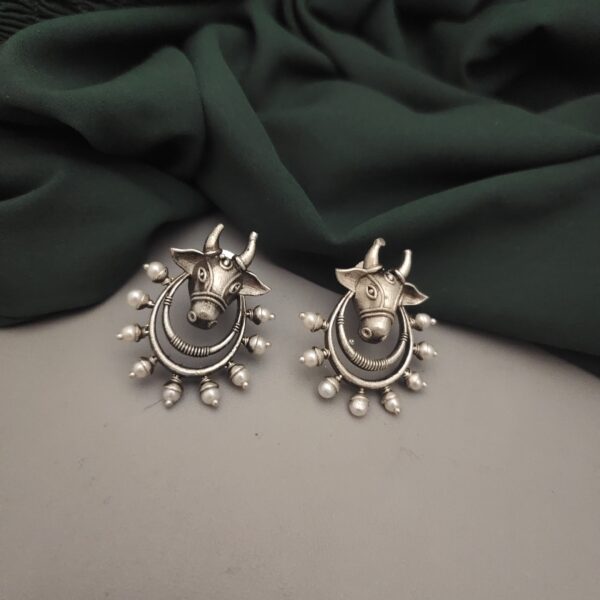 AMARA Cow Silver Replica Stud Earrings