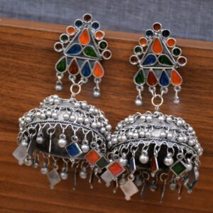 Adhira Banjara Jhumka- Oxidised Silver Boho Big Size Jhumka Earrings for Women