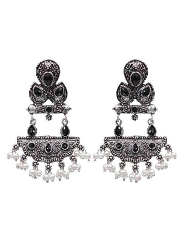 Antique Red Oxidised Silver Earrings for Woman & Girls - Image 2