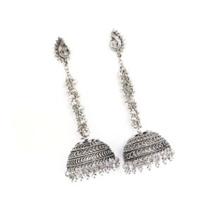 Beautiful Big Size Silver Plated Ethnic Jhumka earring