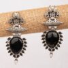 Black Pearl-Studded Oxidised Silver Look Earrings for Fashionable Occasions