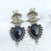 Black Pearl-Studded Oxidised Silver Look Earrings for Fashionable Occasions - Image 2
