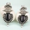 Black Pearl-Studded Oxidised Silver Look Earrings for Fashionable Occasions - Image 4