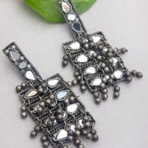 Blue Stone Oxidised Earring