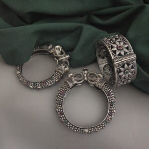 Diya Elephant Stones Bangles Set of 3 Pc