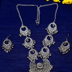Elegant Oxidised Silver Necklace & Earring Set Below 500