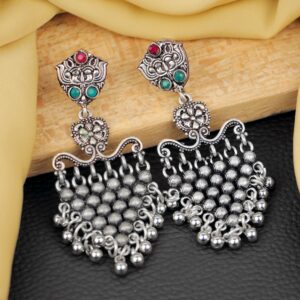 Ethnic Silver Oxidised Silver Earrings for Trendy Women and Girls