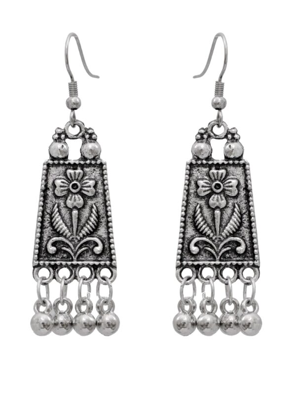 Exquisite Meena Work Oxidised Silver Choker Necklace Set for Stylish Women & Girls - Image 3