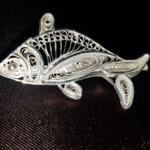 Fish shaped Silver Filigree Brooch
