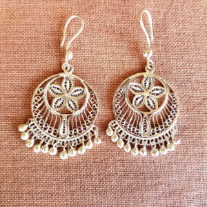 Floral Chandbali - Silver Filigree earring