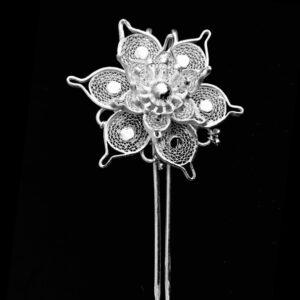 Flower shaped Silver Filigree Hair bun Juda Khopa Pin
