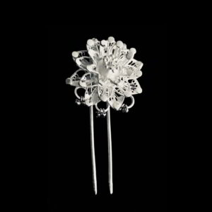 Flower shaped Silver Filigree Hair bun Juda Khopa Pin