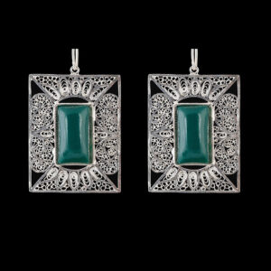 Green Agate Filigree Earrings