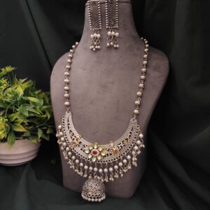 HEER Oxidised Long Necklace Earrings Set
