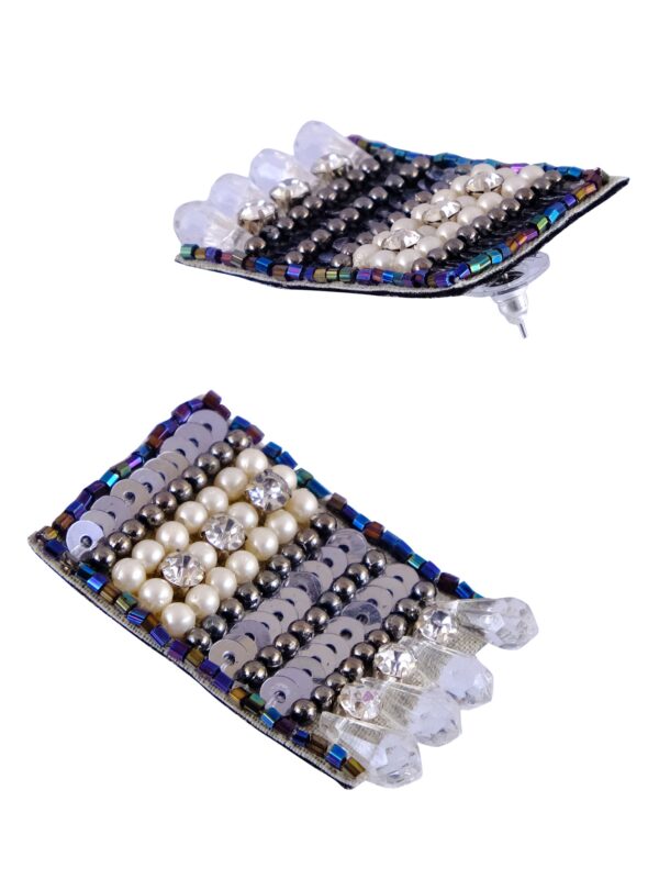 Handmade Oxidised Silver White Choker Necklace and Earrings Jewellery Set for Party Wear - Image 4