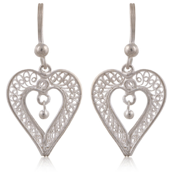 Hearts Desire - Silver Filigree earrings - Image 2