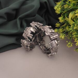 IRAWATI Silver Replica Elephant Bangles