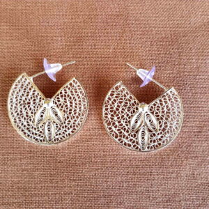 Jhaanjri - Big round Silver Filigree studs with lattice work